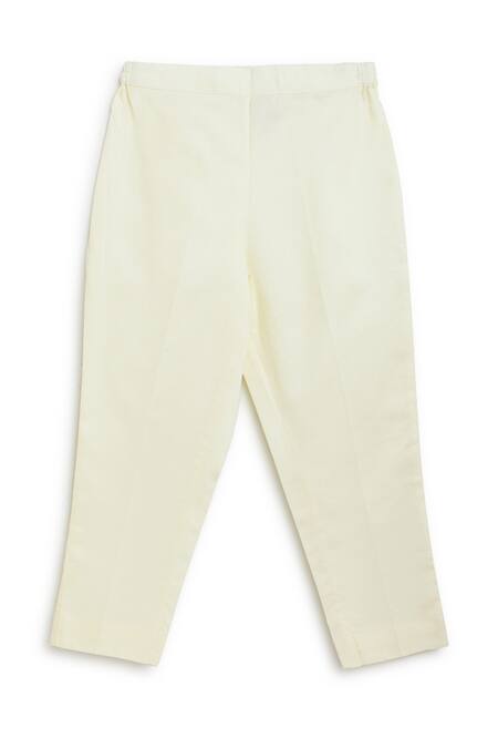 Shop_Tiber Taber_Cream Cotton Satin Embroidery Floral Print Bundi Kurta Set _Online_at_Aza_Fashions