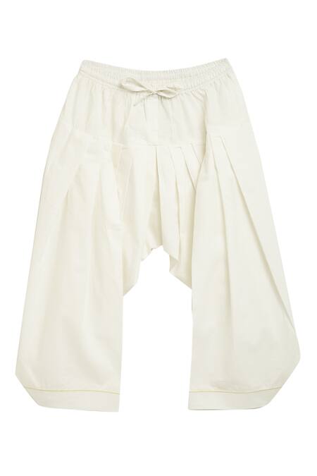 Shop_Tiber Taber_White Cotton Tassels Shibori Dye Halter Tunic Set_Online_at_Aza_Fashions