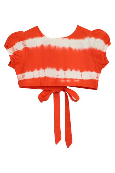 Shop_Tiber Taber_White Cotton Tie Dye Crop Top And Pant Set _Online_at_Aza_Fashions