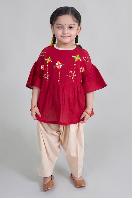 Tiber Taber Phulkari Peplum Kurta Set 