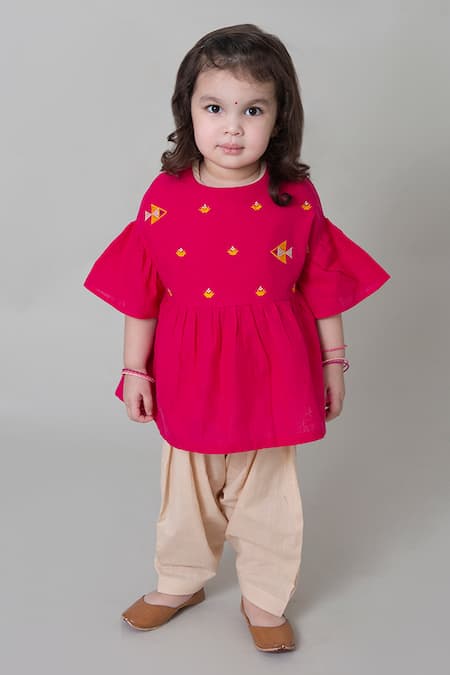 Tiber Taber Phulkari Peplum Kurta Set 