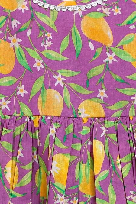 Tiber Taber Purple Cotton, Voile Lace Mango Print Kurta Sharara Set at Aza Fashions Tiber Taber_Purple Cotton, Voile Lace Mango Print Kurta Sharara Set_at_Aza_Fashions