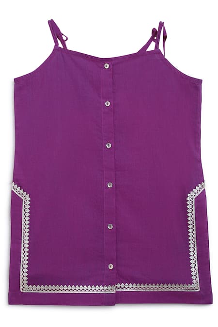 Buy_Tiber Taber_Purple Cotton Gota Patti Embroidered Kurta Sharara Set _Online_at_Aza_Fashions