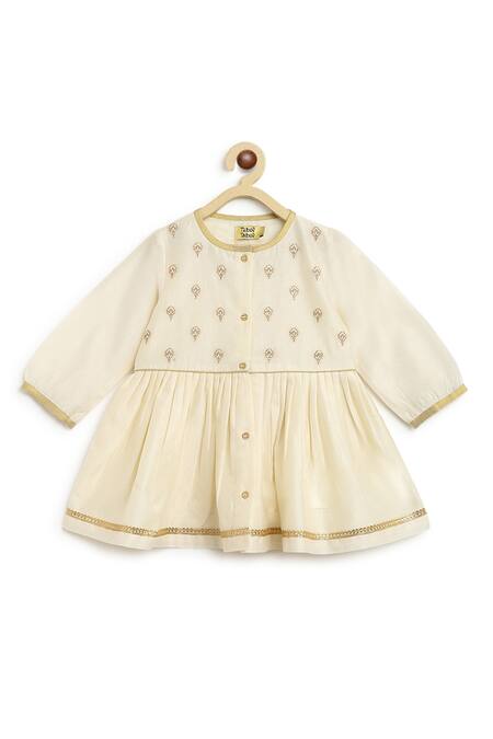 Shop_Tiber Taber_Cream Silk, , Satin Zari Chanderi Peplum Kurta Set _Online_at_Aza_Fashions