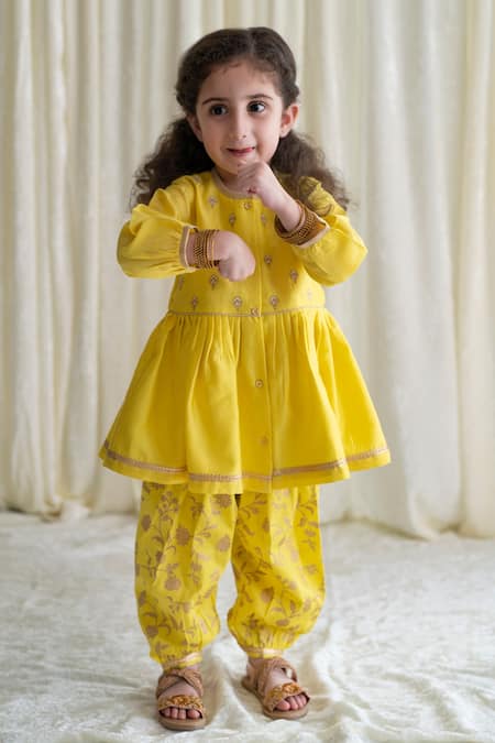 Tiber Taber Silk Chanderi Peplum Kurta Set 