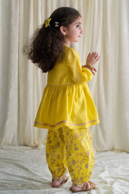 Tiber Taber Silk Chanderi Peplum Kurta Set 