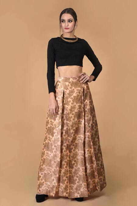 Talking Threads Peach Silk Brocade Lehenga Set