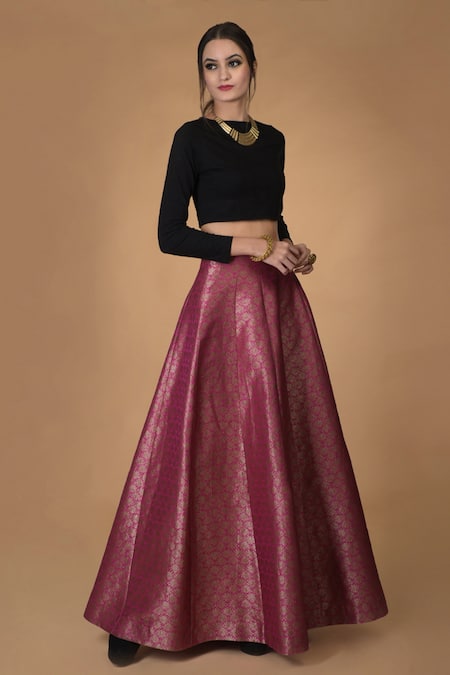 Talking Threads Pink Silk Brocade Lehenga Set