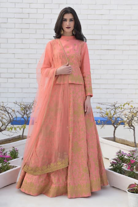 Buy Green Velvet Embroidered Floral Keyhole Chaya Kurta Lehenga Set For  Women by Gulabo Jaipur Online at Aza Fashions.