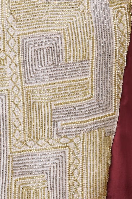 Shop Aariyana Couture Maroon Bamboo, Modal Sequins, Embroidery V-neck Overlap Asymmetric Dress Online at Aza Fashions Shop_Aariyana Couture_Maroon Bamboo, Modal Sequins, Embroidery V-neck Overlap Asymmetric Dress _Online_at_Aza_Fashions