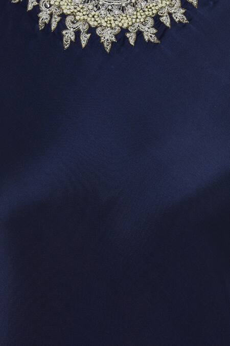 Shop Aariyana Couture Blue Modal, Satin Sequins Round Neck Draped Tunic Online at Aza Fashions Shop_Aariyana Couture_Blue Modal, Satin Sequins Round Neck Draped Tunic_Online_at_Aza_Fashions