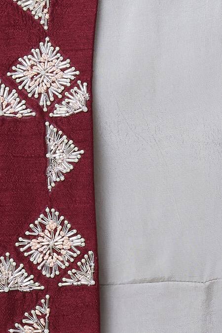 Shop Aariyana Couture Grey Georgette, Bamboo Embroidery Bandeau Neck Draped Tunic Online at Aza Fashions Shop_Aariyana Couture_Grey Georgette, Bamboo Embroidery Bandeau Neck Draped Tunic_Online_at_Aza_Fashions