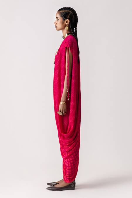 Aseem Kapoor_Red Rasa One Shoulder Draped Dress_Online_at_Aza_Fashions