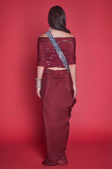 Jade By Monica & Karishma Embellished Top & Dhoti Pant Set 