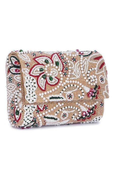 The Purple Sack Gold Embroidery Flap Clutch Online at Aza Fashions The Purple Sack_Gold Embroidery Flap Clutch _Online_at_Aza_Fashions