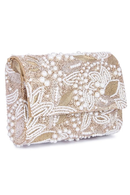 The Purple Sack Gold Embroidery, Sequins Flap Clutch Online at Aza Fashions The Purple Sack_Gold Embroidery, Sequins Flap Clutch _Online_at_Aza_Fashions