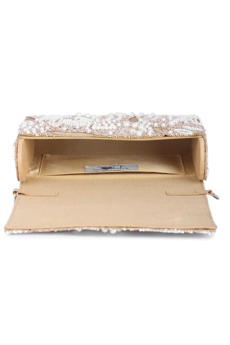 The Purple Sack Gold Embroidery, Sequins Flap Clutch at Aza Fashions The Purple Sack_Gold Embroidery, Sequins Flap Clutch _at_Aza_Fashions