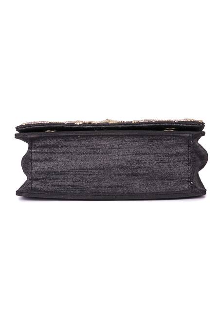 Buy The Purple Sack Black Embroidery Flap Clutch Online at Aza Fashions Buy_The Purple Sack_Black Embroidery Flap Clutch _Online_at_Aza_Fashions