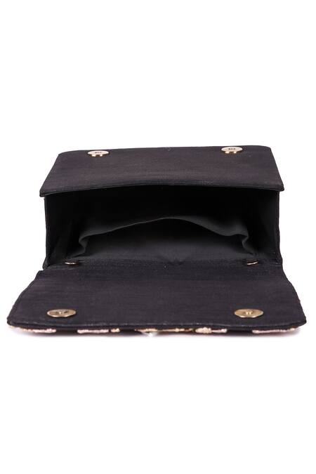 Shop The Purple Sack Black Embroidery Flap Clutch Online at Aza Fashions Shop_The Purple Sack_Black Embroidery Flap Clutch _Online_at_Aza_Fashions