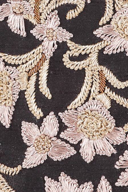 The Purple Sack Black Embroidery Flap Clutch at Aza Fashions The Purple Sack_Black Embroidery Flap Clutch _at_Aza_Fashions