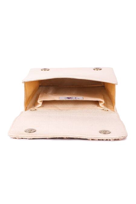 Shop The Purple Sack Beige Embroidery Floral Flap Clutch With Sling Online at Aza Fashions Shop_The Purple Sack_Beige Embroidery Floral Flap Clutch With Sling _Online_at_Aza_Fashions