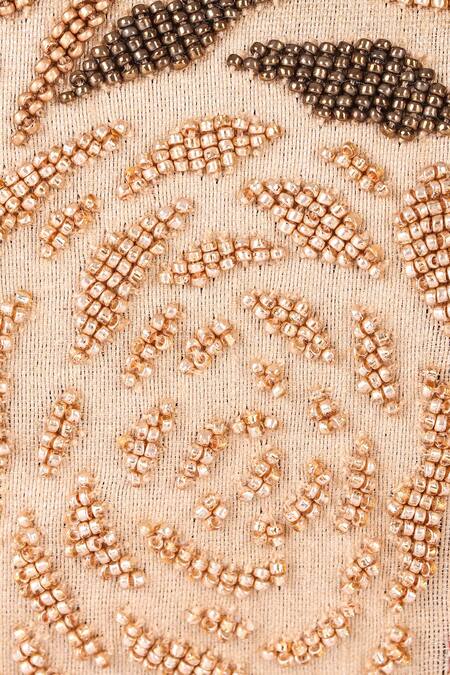 The Purple Sack Beige Embroidery Beaded Clutch With Sling at Aza Fashions The Purple Sack_Beige Embroidery Beaded Clutch With Sling _at_Aza_Fashions