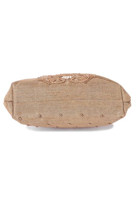 Buy_The Purple Sack_Beige Embroidery, Sequins, Beads Clutch With Sling _Online_at_Aza_Fashions