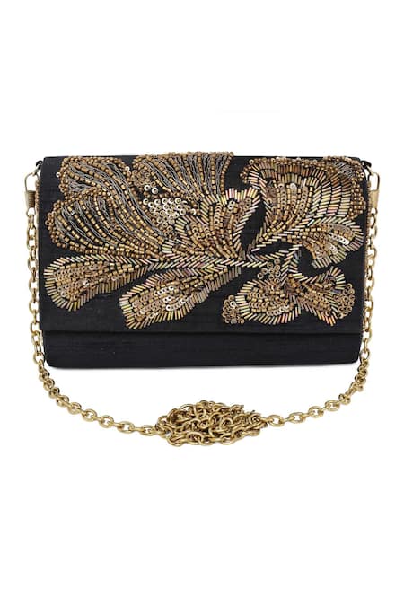 The Purple Sack Embroidered Flap Clutch With Sling 
