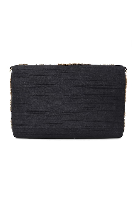 The Purple Sack Embroidered Flap Clutch With Sling 