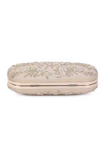 Shop_The Purple Sack_Beige Embroidery Floral Clutch _Online_at_Aza_Fashions