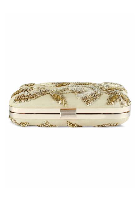 Buy_The Purple Sack_Beige Embroidery, Sequins Clutch With Sling _Online_at_Aza_Fashions