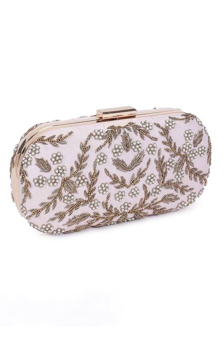 The Purple Sack_White Embroidery Symmetric Clutch With Sling _Online_at_Aza_Fashions