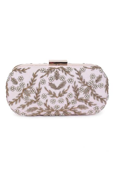 Buy_The Purple Sack_White Embroidery Symmetric Clutch With Sling _Online_at_Aza_Fashions