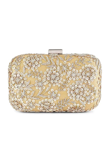 Shop The Purple Sack Gold Embroidery Clutch With Sling at Aza Fashions Shop_The Purple Sack_Gold Embroidery Clutch With Sling _at_Aza_Fashions