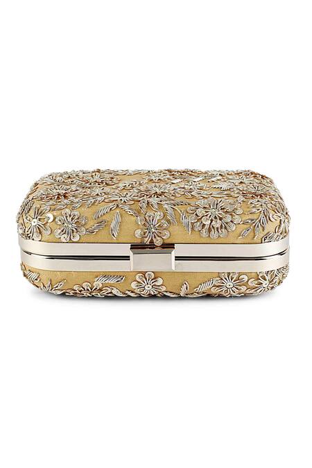 Buy The Purple Sack Gold Embroidery Clutch With Sling Online at Aza Fashions Buy_The Purple Sack_Gold Embroidery Clutch With Sling _Online_at_Aza_Fashions