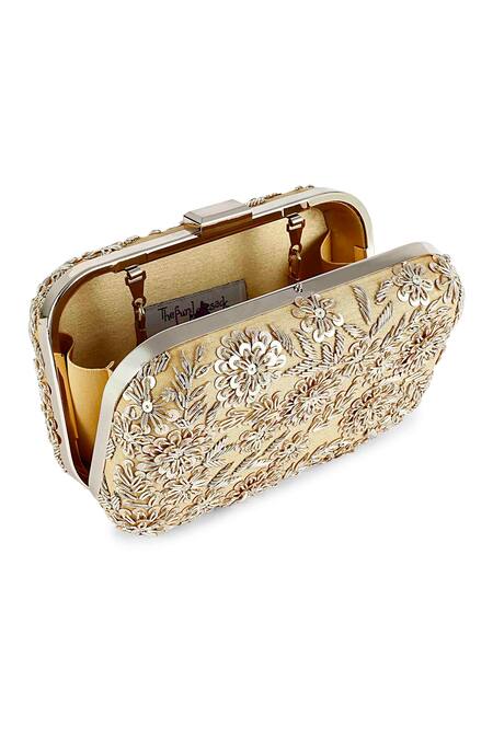 Shop The Purple Sack Gold Embroidery Clutch With Sling Online at Aza Fashions Shop_The Purple Sack_Gold Embroidery Clutch With Sling _Online_at_Aza_Fashions