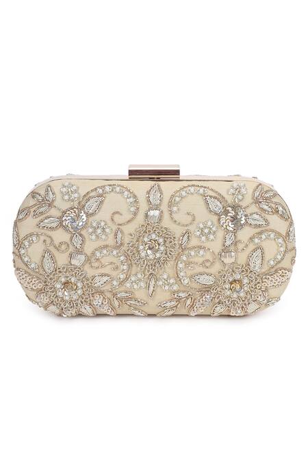 Buy_The Purple Sack_White Embroidery Symmetric Clutch With Sling _Online_at_Aza_Fashions
