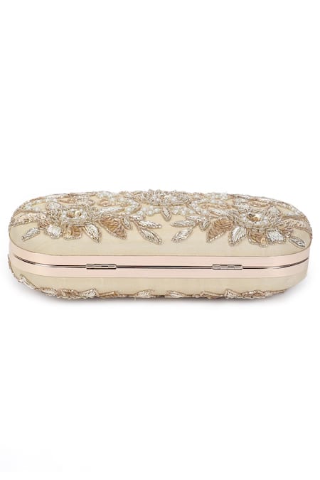 Shop_The Purple Sack_White Embroidery Symmetric Clutch With Sling _Online_at_Aza_Fashions