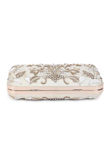 Buy_The Purple Sack_White Embroidery Symmetric Clutch With Sling _Online_at_Aza_Fashions