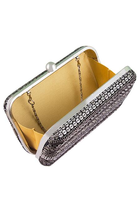 The Purple Sack Black Embroidery, Sequins, Beads Clutch With Sling at Aza Fashions The Purple Sack_Black Embroidery, Sequins, Beads Clutch With Sling _at_Aza_Fashions