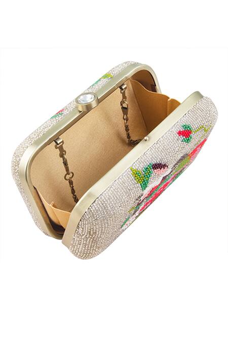 Shop The Purple Sack Multi Color Embroidery Beaded Clutch With Sling Online at Aza Fashions Shop_The Purple Sack_Multi Color Embroidery Beaded Clutch With Sling _Online_at_Aza_Fashions