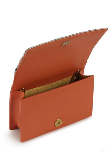 Shop_The Purple Sack_Multi Color Embroidery, Sequins Flap Clutch With Sling _Online_at_Aza_Fashions