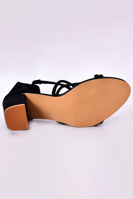Shop_Nayaab By Aleezeh_Black Criss Cross Block Heels_Online_at_Aza_Fashions