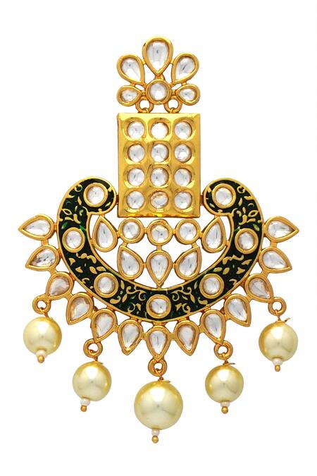 Buy Tizora Gold Plated Pearls, Diamonds Enamelled Kundan Danglers Online at Aza Fashions Buy_Tizora_Gold Plated Pearls, Diamonds Enamelled Kundan Danglers _Online_at_Aza_Fashions