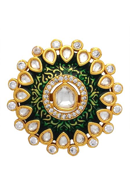 Buy_Tizora_Gold Plated Diamonds Meenakari Kundan Stud Earrings _Online_at_Aza_Fashions