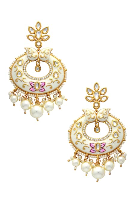 Tizora Meenakari Pearl Drop Chandbalis 