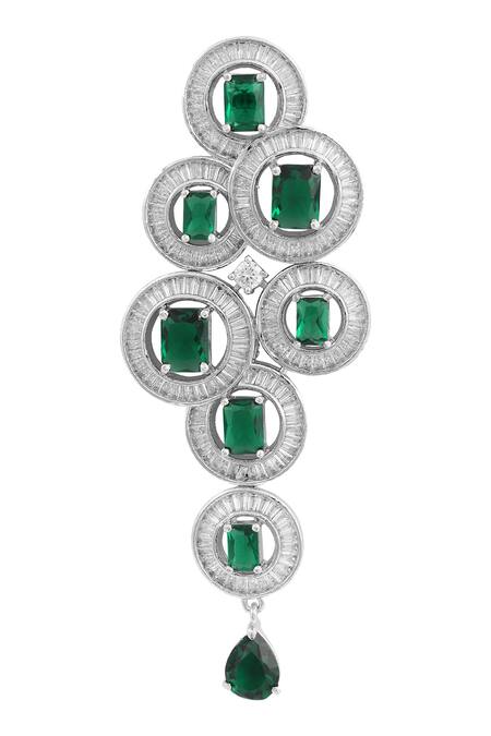 Buy_Tizora_White Diamonds, Stones Studded Danglers_Online_at_Aza_Fashions