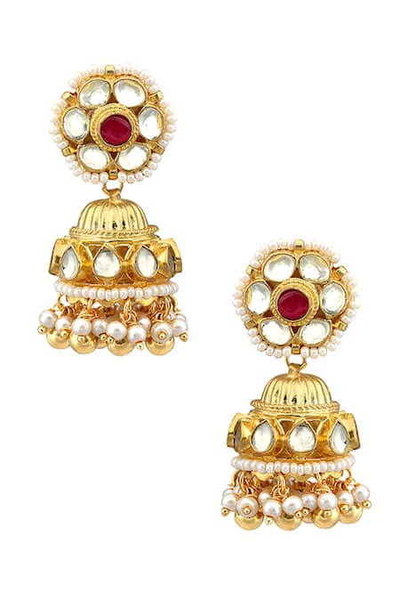 Buy_Tizora_Gold Plated Pearls Kundan Pendant Choker Set _Online_at_Aza_Fashions