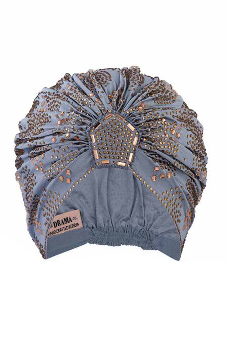 Buy_Hair Drama CO_Blue Rhinestone Embellished Turban _Online_at_Aza_Fashions