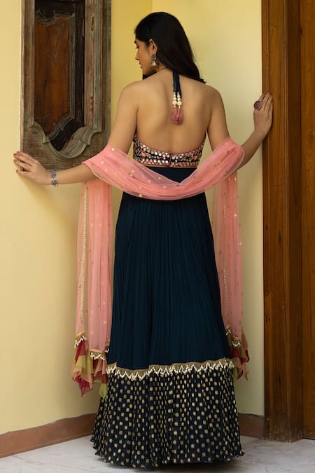 Basanti - Kapde Aur Koffee Tiered Lehenga Set 